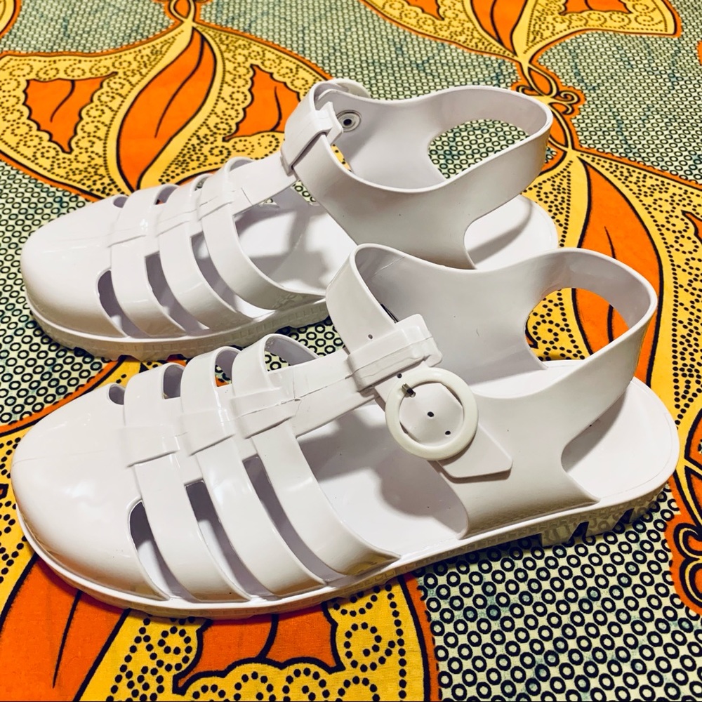 NWOT American Apparel Seaside Jelly Flats WHITE 10